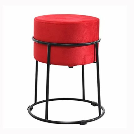 LUKEO Sturdy Footstool Fabric Footstool, Footstool with Removable Black Metal Leg Footstool