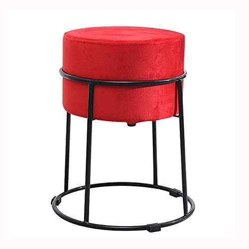 LUKEO Sturdy Footstool Fabric Footstool, Footstool with Removable Black Metal Leg Footstool