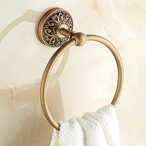 RAKUTE European Style Towel Ring, All Copper Round Towel Rack, Antique Towel Hanging Ring, Bathroom Towel Holder Bathroom Ring