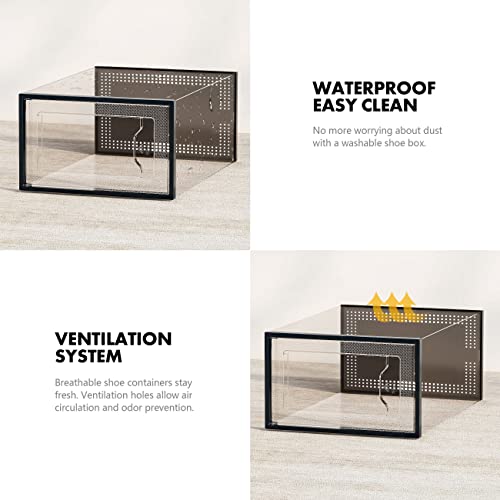 SEE SRPING XX-Large 12 Pack Shoe Storage Box, Clear Plastic Stackable Shoe Organizer for Closet, Shoe Rack Sneaker Containers Bins Holders Fit up