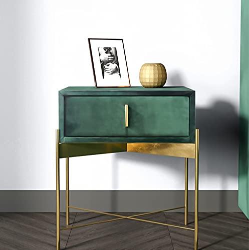JJZXD NightstandStainless Steel Gold-plated Bedroom Flannel Bedside Cabinet Bedroom Furniture