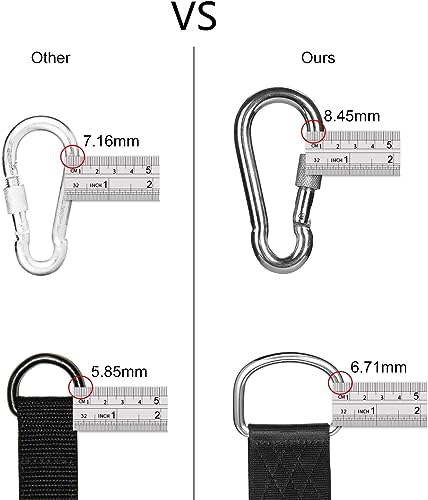 Temporaryt Hammock Straps (Set of 2), Hanging Straps 150cm With 2 Heavy Duty Safety Lock Carabiner Hooks & D-rings, Polyester Straps Perfect for