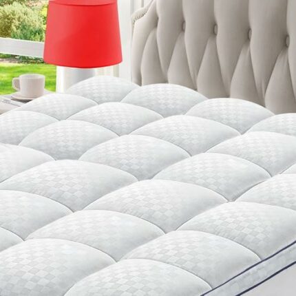 BedLuxury RV King Mattress Topper Extra Thick Mattress Pad Quilted Pillow Top Plush Soft with 8-21 Inch Deep Pocket - White