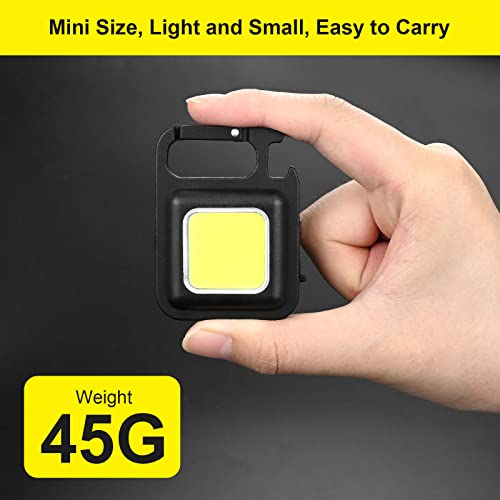 Mini LED Flashlight Torch, COB Rechargeable Keychain Small Flash Light 1000 Lumen, Portable Pocket Light 4 Light Modes Waterproof Keyring Torch f