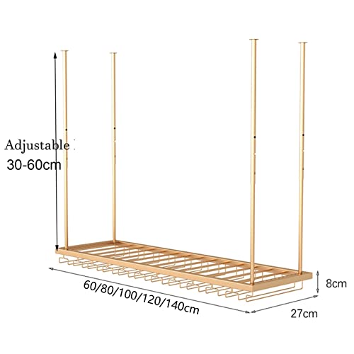 EMISOO Ceiling Mounted Wine Rack and Glass Holder,Adjustable Industrial Wine Racks Shelf Hanging Stemware Glass Shelf for Bar Metal Wine Shelf (S