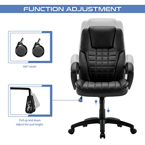 IntimaTe WM Heart Executive Office Chair,High Back Leather Chair,Ergonomic Design,Black