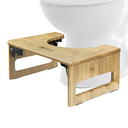 Bamboo Toilet Stool,7" Heavy Duty Poop Stool for Bathroom Portable Squatting Potty Foot Stool Non-Slip Toilet Assistance Step Stool Healthy Gifts