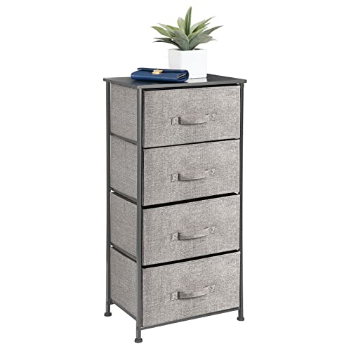 mDesign Chest of Drawers – Bedroom Drawers with 4 Drawers for Clothes, Accessories, Cosmetics – Stylish Bedroom Storage Unit – Black/Dark Grey