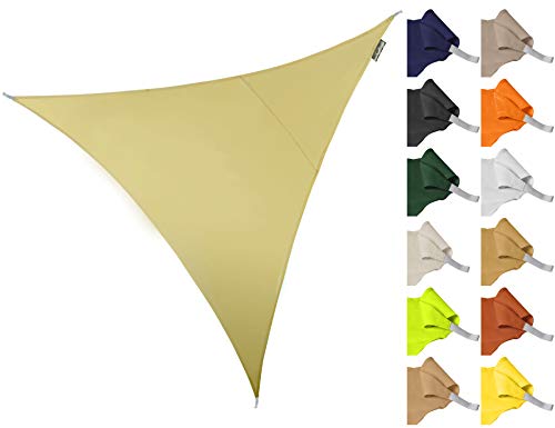 Kookaburra 5m Triangle Water Resistant Garden Patio Sun Shade Sail Canopy 96.5% UV Block with Free Rope (Ivory)