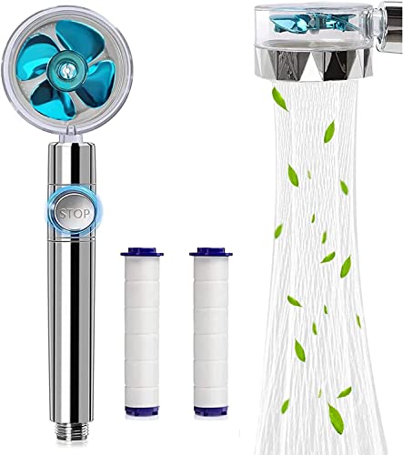 High Pressure Propeller Shower Head 360 ° Rotatable Shower Head Water-Saving Rainfall Shower Nozzle 2cm Universal Connector Bathroom Accessories,