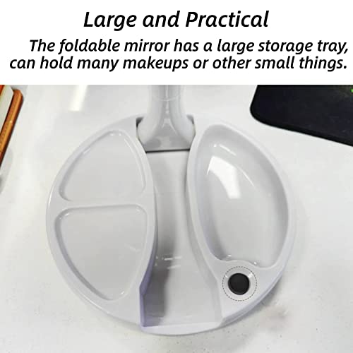 Hoffnugshween LED Foldable Makeup Mirror Lighted Makeup Mirror Double Sided 10X Magnifying Mirror Brightness&Angle&Height Adjustability with Ligh