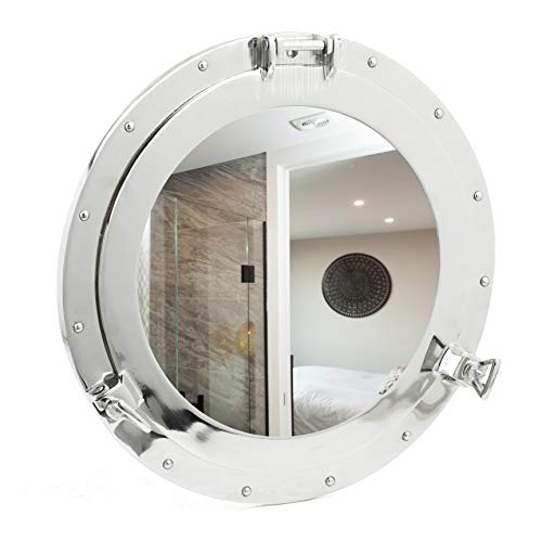Nagina International Nickel Porthole Mirror - 20 Inch Diameter