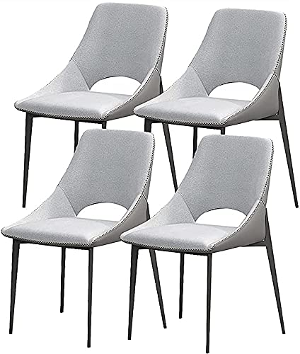 dining chair Set Of 4 Kitchen Chairs Modern Mid Century Living Room Dining Chair Technological Fabric with Carbon Steel Legs (Color : Beige)