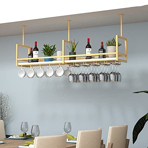 EYLINK Wine Rack Wine Holder, Ceiling Shelf Hanging Wooden Wine Racks Nordic Kitchen Dining Room Wall Cabinet Ceiling Shelf Wrought Iron Solid Wo