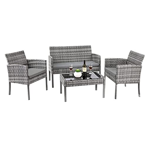 DLOETT 4 Piece Outdoor Garden Lounge Set with Cushion Garden Sofa Set Garden Furniture Sets for Patio Terrace