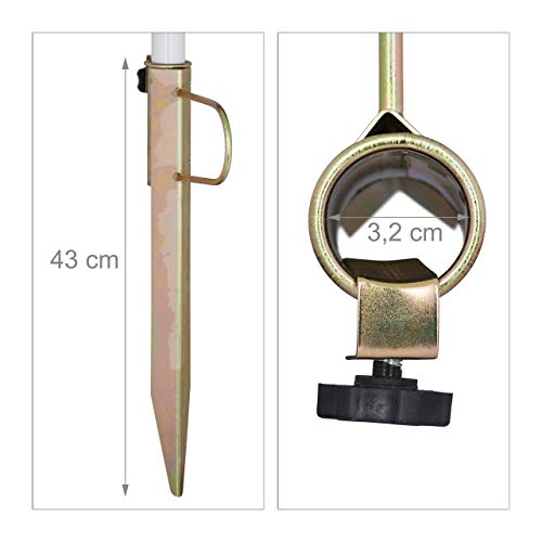 Relaxdays Sun Umbrella Lawn Stake, Garden Parasol Stand, Galvanized Steel, for Posts up to 32 mm, H=43 cm, Bronze