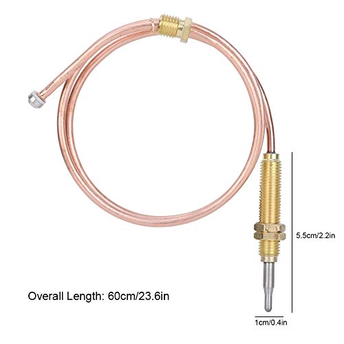 DEWIN Thermocouple, Gas Thermocouple M8 Thread Heating Gas Thermocouple Probe 600mm for Fireplace BBQ Grill Accessories