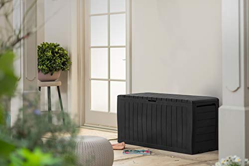 Keter Brightwood 454L Outdoor Garden Storage Box Garden Furniture - Brown & Marvel+ 270L Outdoor Garden Storage Box Garden Furniture - Graphite G