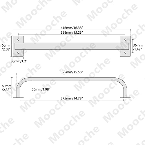 Mooche Towel Rail Wall Mounted Towel Holder 40CM Hand Towel Holder for Bathroom Kitchen, SUS304 Stainless Steel Matte Black, GJF2201-400-B