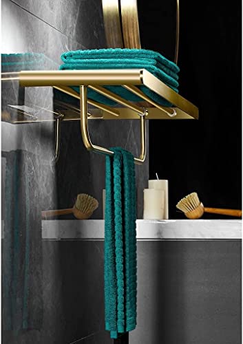 RAKUTE Brushed Gold Towel Rack, Stainless Steel Bathroom Gold Towel Bar, Toilet Paper Holder, Towel Ring, Bathroom Accessories Kit Bathroom Ring