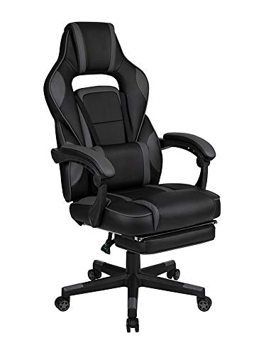 Flash Furniture X40 Gaming Racing Ergonomic Computer Chair with Fully Reclining Back/Arms, Slide-Out Footrest, Massaging Lumbar, Faux Leather, Bl