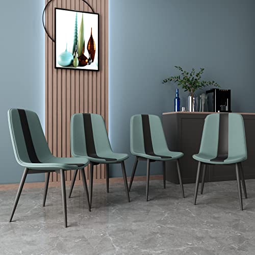 Meerveil Dining Chairs Set of 4, Fabric Upholstered Seat with Metal Legs, Modern Stitching Design for Dining Room Living Room Reception Office, W