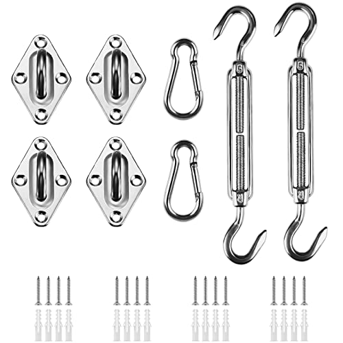 HOMPER Awning Attachment Set, Heavy Duty Sun Shade Sail Stainless Steel Hardware Kit for Garden Triangle and Square, Rectangle, Sun Shade Sail Fi