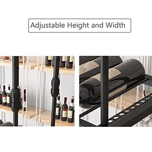 EMISOO Ceiling Wine Rack with Glass Holder, Hanging Wine Storage Display Racks Shelf Glass Rack Wine Bottle Holder for Under Cabinet, Kitchen, Ba