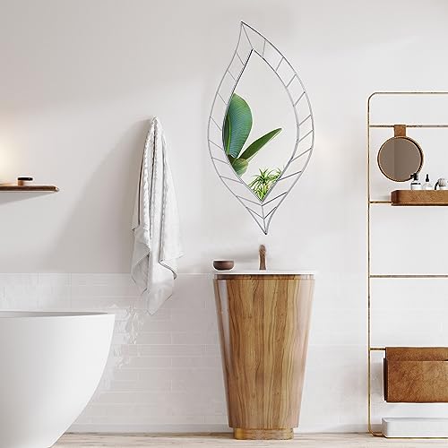 Chunful 2 Pack Wall Mirrors 36 x 18 Inch Decorative Leaf Mirror Artistic Modern Mirror Leaves Shaped Mirrors Decor for Living Room, Bedroom, Bath
