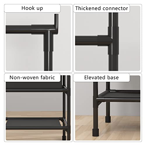 MOYIPIN Coat Rack Freestanding Closet Organizer,Simple Hall Tree with 2 Storage Shelves, Corner Storage Organizer, for Entryway, Bedroom, Black