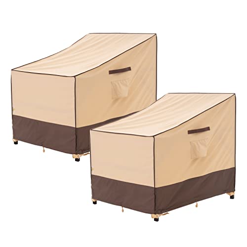 F&J Outdoors Garden Chair Covers, 2Pack 89x99x89cm Deep Seat Lounge Chair Rocking Chair Adirondack Chair Cover Waterproof UV Resistant Outdoor Fu