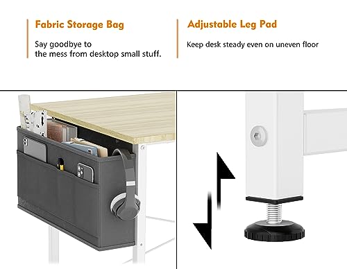 HOMIDEC L Shaped Desk 100CM Computer Desk Study Office Desk Gaming Desk Writing Table With Bookshelf Reversible Corner Desk For Home Office Studi