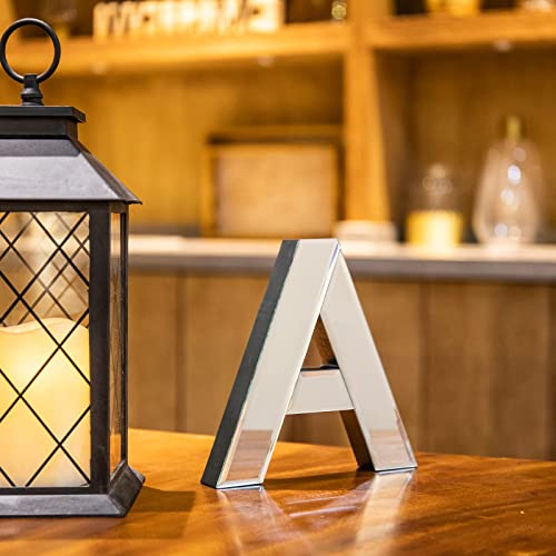 COLLECTIVE HOME - 7-inch Tall Mirrored Glass and Wood Decorative Letter, Home-Bedroom-Office Wall Décor. Perfect Fun Gift to Encourage Girls, You