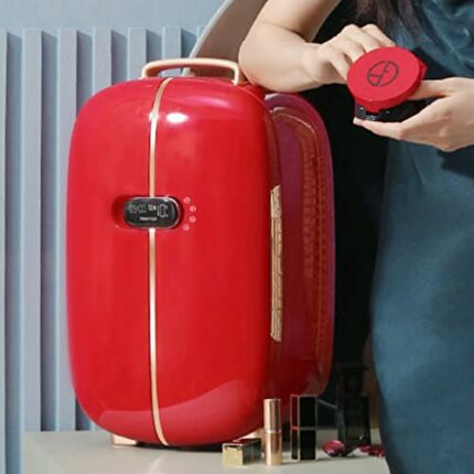 SDFGH Professional Beauty Refrigerator Double Door Mask Skin Care Cosmetics Small Refrigerator Lipstick (Color : Rosso, Size : 270 * 268 * 445mm)