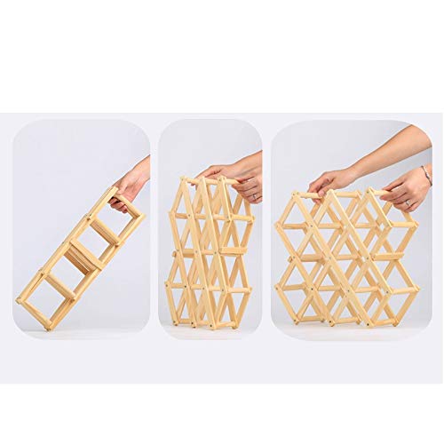 4-Tier Stackable Wine Rack -Foldable Wooden Countertop Cabinet Wine Holder Storage Stand Cellar- Free Standing - Perfect for Bar, Wine Cellar, Ba