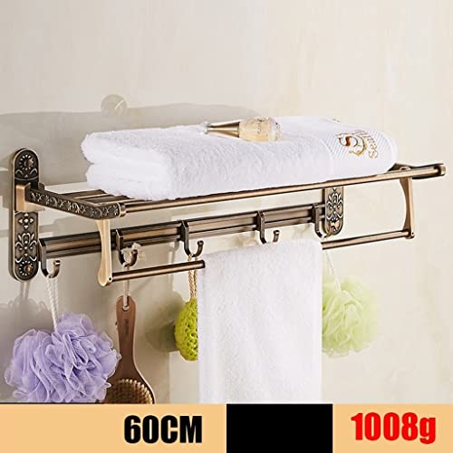 HIGOH Towel Racks,Bathroom Towel Rack Wall Mounted Towel Holder,European-Style Towel Rack,Antique Towel Holder,Bathroom Space Aluminum Rack,Retro