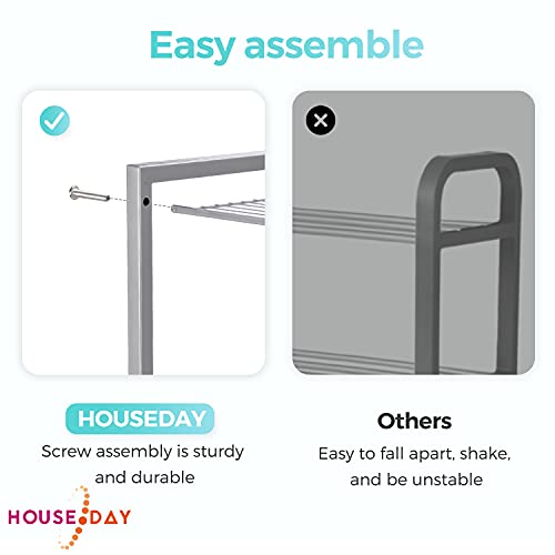 HOUSE DAY 4 Tier Shoe Rack Foldable Matte Shoe Storage Organiser Heavy Duty Metal Shoe Rack Multi-Functional Shoe Tower Shelf