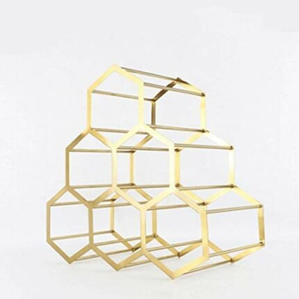 ZYZMH Gold wine metal rack Honeycomb Wine Holder Drinkware Stand Home Decoration 6 Bottles Srorage