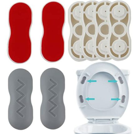 4 Pcs Toilet Seat Bumpers with Plastic 5mm Attachment Toilet Lid Seat Buffer Spacers Self-Adhesive Replacement Bumpers for WC Cover