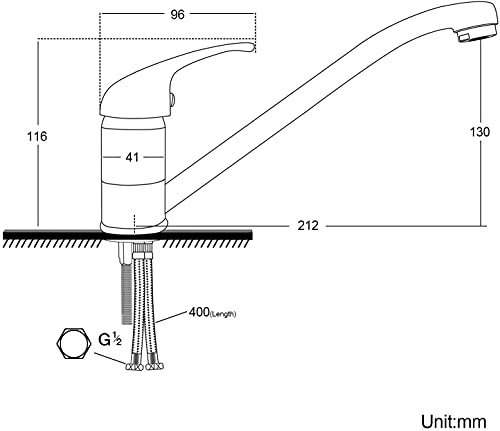 Kitchen Sink Mixer Tap Single Lever with Long Swivel Spout Monobloc Faucet Solid Brass Body Chrome