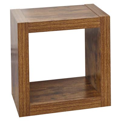 Home Source - Particle Board Study Walnut Mango Effect Cube Square End Lamp Side Table