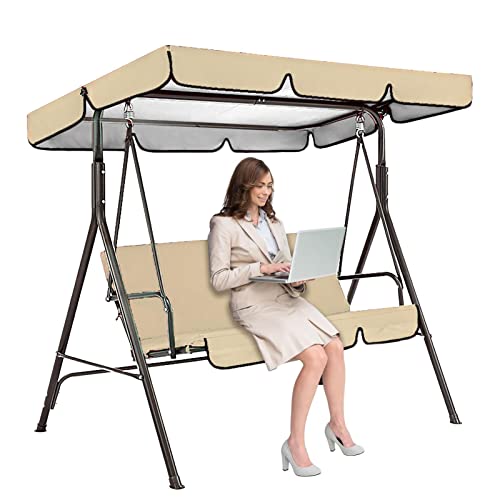 Rianpesn Outdoor Swing with Canopy, Replacement Canopy Swing for Patio 2-3 Seats, Waterproof Seat for Top Cover Outdoor Swing, Chair Covers