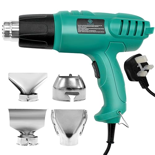 2000W Heat Gun, Heavy Duty Hot Air Gun Kit Variable Temperature Settings 450ºC & 600ºC, with 4 Nozzles for DIY, Stripping Paint, Shrinking PVC an