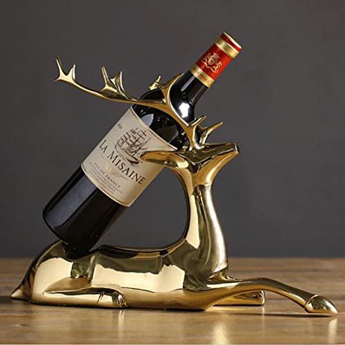 DISHENGZHEN Wine Storage Racks Wine Bottle Holder, Pure Copper Elk Single Wine Rack Creative Animal Sculpture, Wine Storage Rack for Home and Off