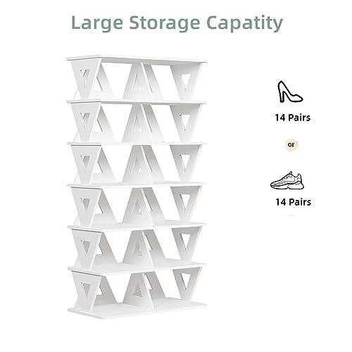 Nisorpa 7 Tier Shoe Rack Narrow Shoe Shelf 50.3×26×96.3cm PVC Foam Board Shoe Shelf Storage Stand Freestanding Shoe Racks Storage Cupboard for Ha