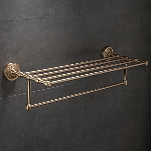 HIGOH Towel Racks, Bathroom Towel Rack Wall Mounted Towel Holder,Brushed Bathroom Hardware,All Copper Bath Towel Rack,Bathroom European Style Car
