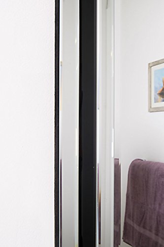 MirrorOutlet Large Bathroom Black + Silver Bevelled Triple Edge Wall Mirror 60cm X 90cm, 91x60