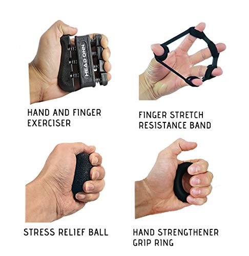 HeadOnn Hand Grips Strengthener, 5 Pack Forearm Strengthener Workout Set, Adjustable Grip Strength Trainer 5-60KG, Finger Stretcher, Exercise Rin