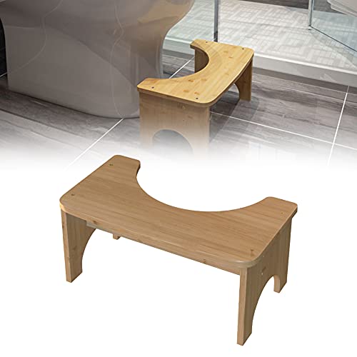Fiacvrs 35 Degree Heavy Duty C Shape Hunkering Pooping Bamboo Toilet Stool for Bathroom