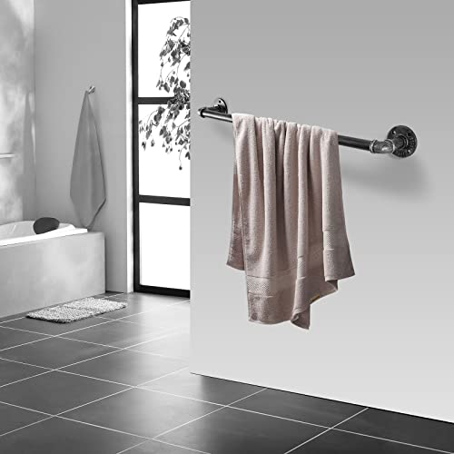 LINKPIPES Pipe Towel Bar Wall Mounted Industrial Towel Rack Holder Rustic Heavy Duty Bathroom Hardware(24 inch,Black Gray)